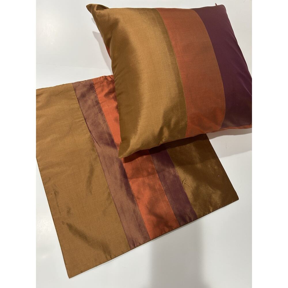 jim thompson silk Pillow Cover 18”x18”taffeta Fabric Metallic Brown And Purple
